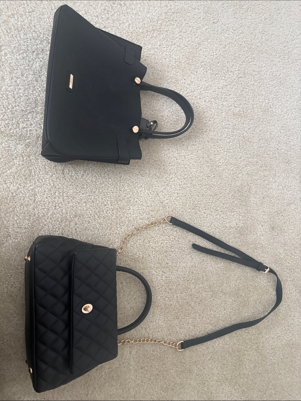 (BUNDLE) Black Quilted Crossbody Bag/ALDO small satchel/Quilted small crossbody